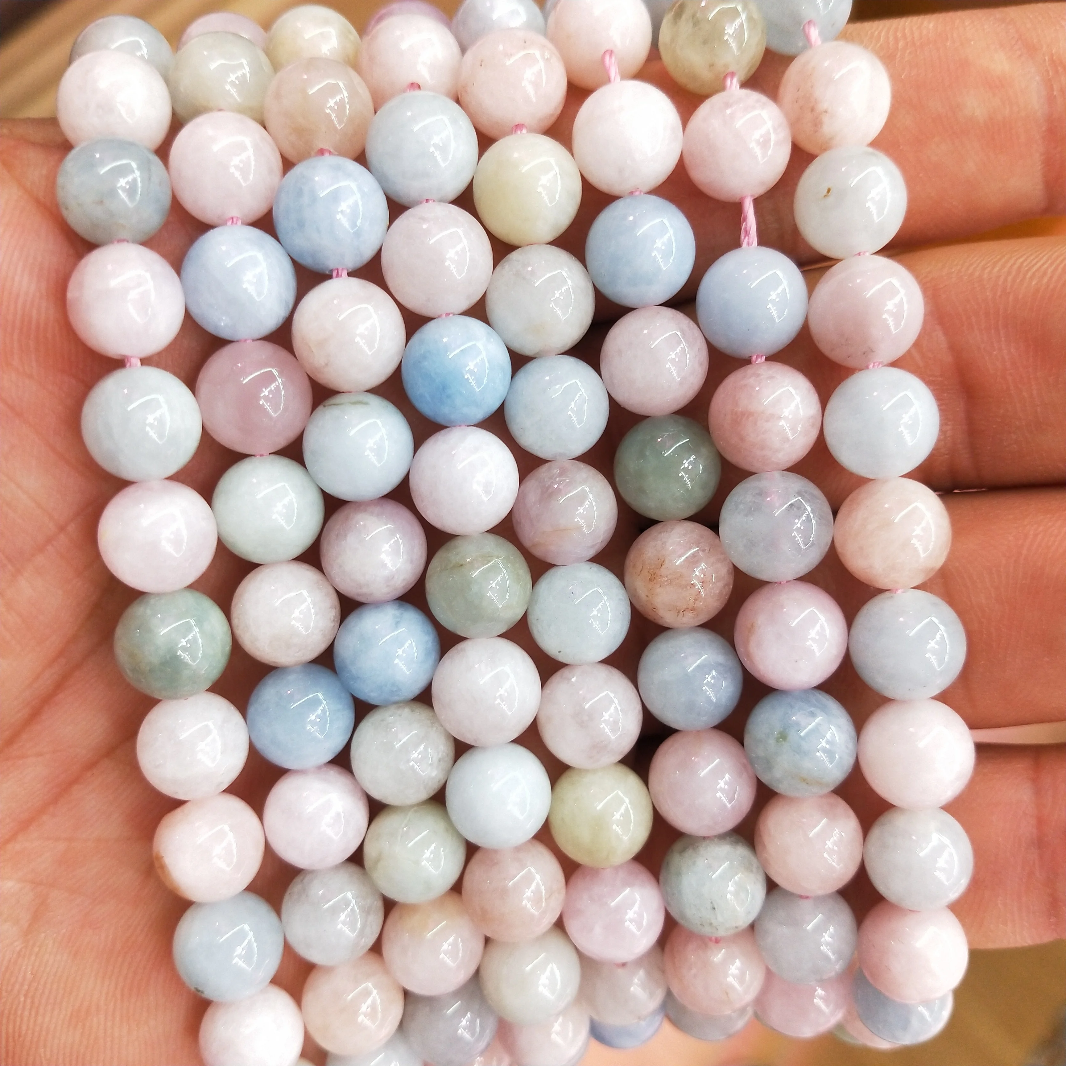 8mm Natural AAA Morganite Stone Beads
