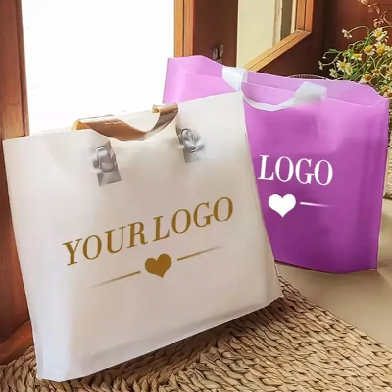 Wholesale Custom Poly Soft Loop Handles LDPE/HDPE Tote Shopping Plastic Bag with Own Logo for Clothing Packaging