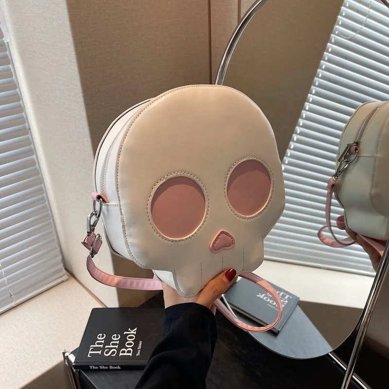 Designer Lady Shopping Bags PU Leather Chain Shoulder Skull Purses Small Style Fashion Women Skull Bag