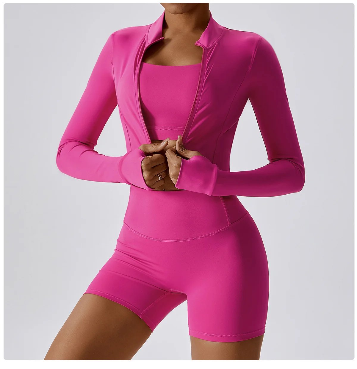 Yoke  Seamless Active wear 4 Piece Plus Size  Breathable Yoga Set Women Workout Gym Fitness Sets With Zipper Yoga Set