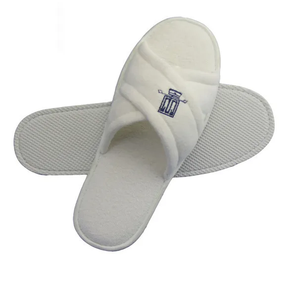 Customized Logo Environmentally Friendly Slippers Open Toe Terry Cloth Disposable Spa Hotel Slipper
