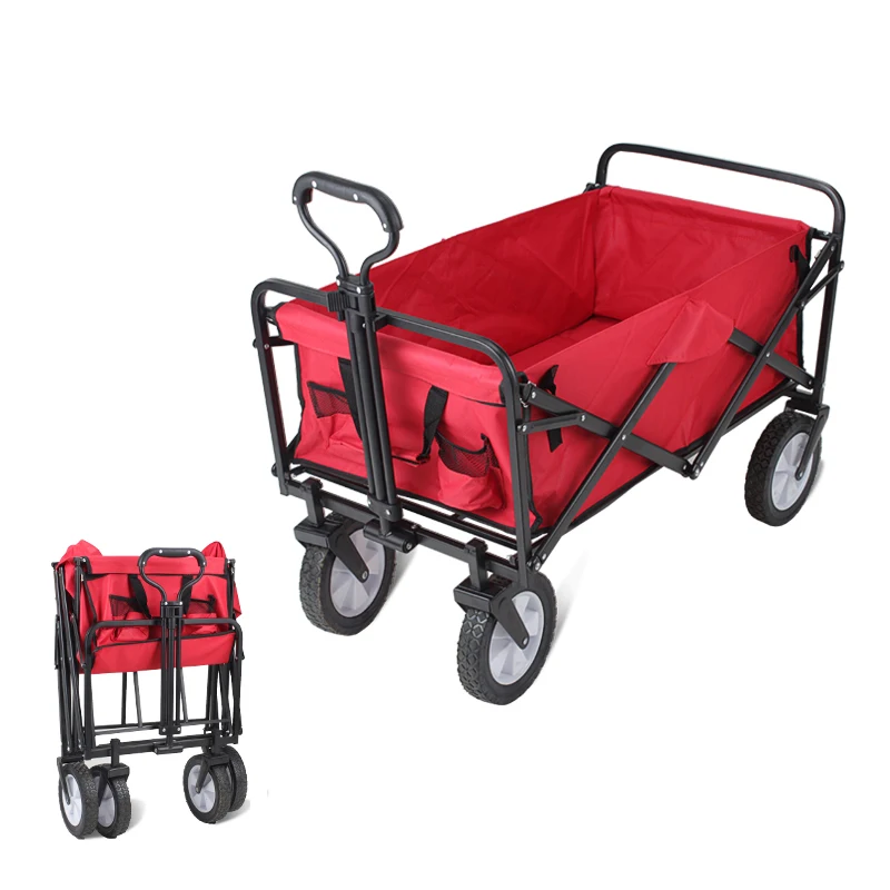 Custom Outdoor Portable Garden Utility Kids Wagon Beach Trolley Folding Foldable Metal Mini Camping cart