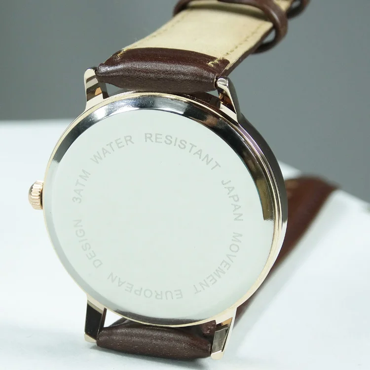 Sample accepted brand your logo men leather watches 40mm ali baba online store waterproof 5ATM male size wristwatches