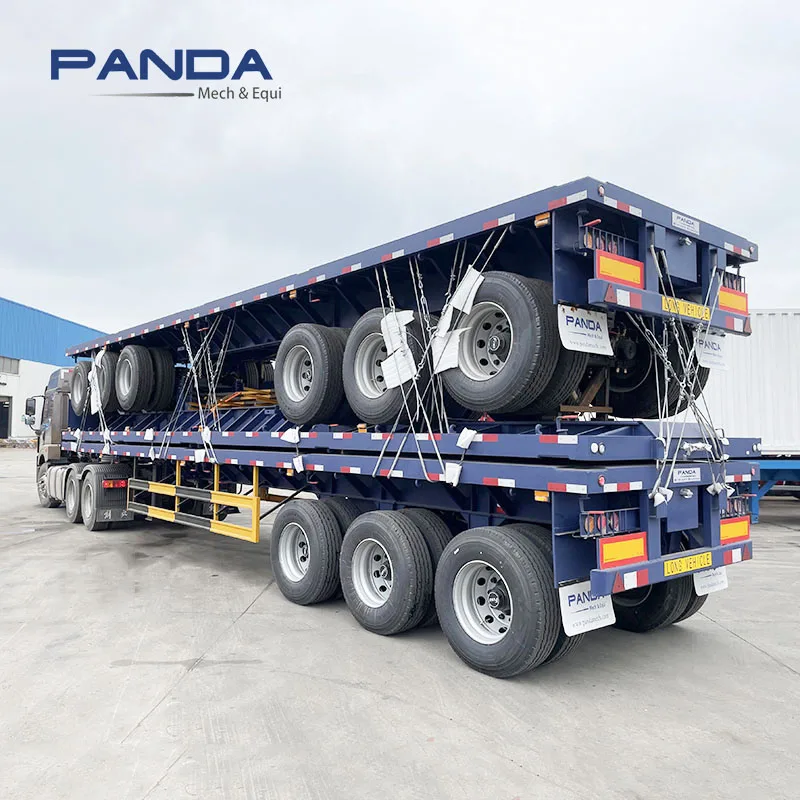 Steel Panda Lowbody Low Bed Semi Truck Trailer 50T Industrial Transport Flatbed Truck Semi Trailer Dot Aprooved 3axles 40ft