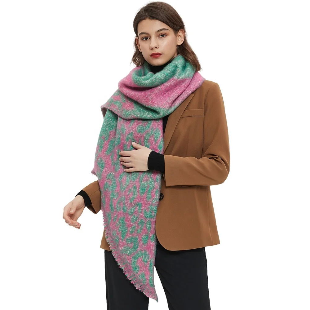2023 cozy scarfs for women oblique angle leopard pattern stylish alibaba scarves