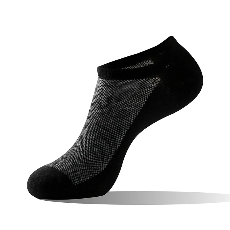 summer 100 cotton hemp large plain black white mens thin no show socks for non slip