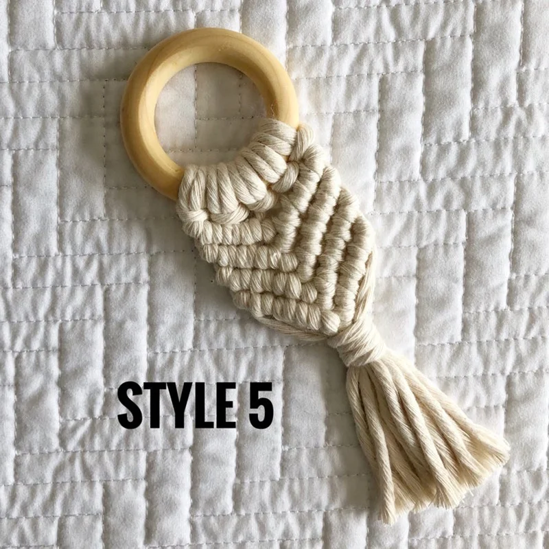 Прорезыватель для зубов «макраме», деревянные игрушки для детей, естественные Прорезыватели для зубов в стиле бохо, подарок для будущей матери