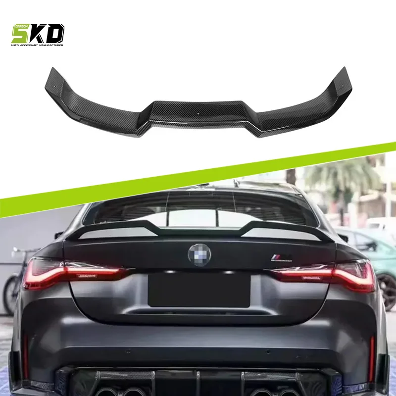 Shark Dynamic Spoiler for BMW G80 M3 G82 M4 2021+ Dry Carbon Fiber V Type Body Kit Rear Wing Trunk Spoiler