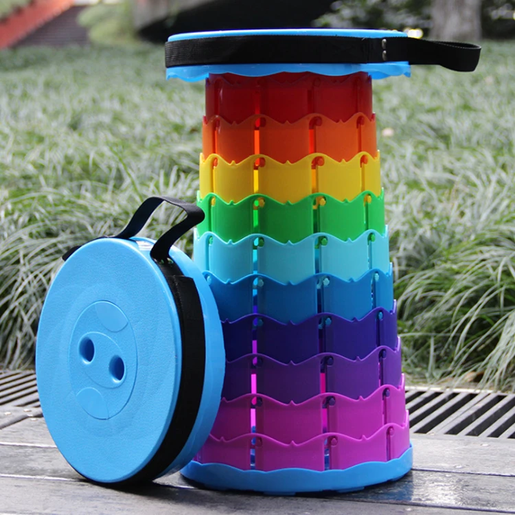 Portable Camping Folding Chair Stool Height Adjustable Retractable Folding Stool Telescopic Stool