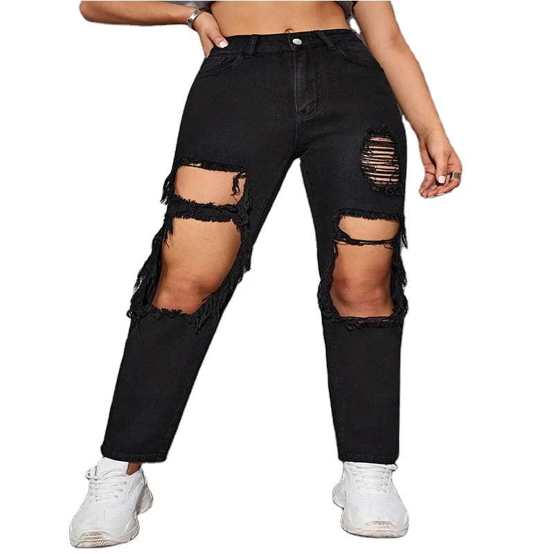 Женские рваные джинсы стрейч с завышенной талией, узкие небесно-голубые джинсовые брюки с кошачьими замками, легкие стираемые джинсовые брюки для женщин, оптовая продажа, под заказ, 2021
