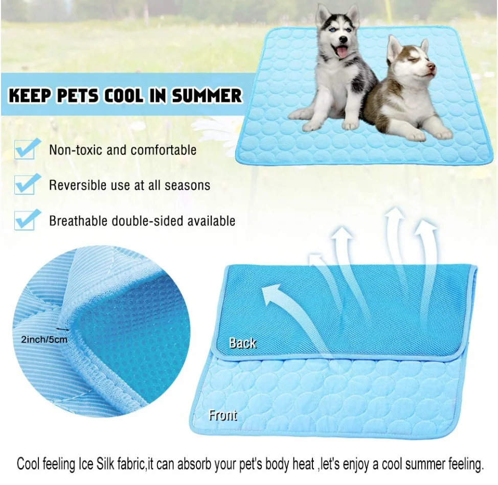 Dog Cold Mat, Cat Self-Cooling Pad, Washable for Kennels, Crates and Beds, Keep Pet Cool in Summer