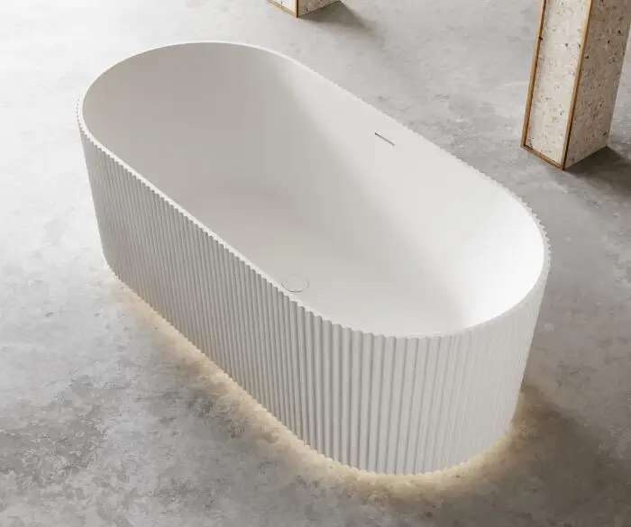 Deep Soaking Oval bathtub Alone Solid Surface Glossy White Adult Acrylic Freestanding Bath Tub