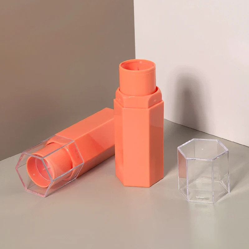 Wholesale  custom 3ml Hexagon shape empty glaze tube lip gloss container Plastic bottle sample cosmetic packaging material