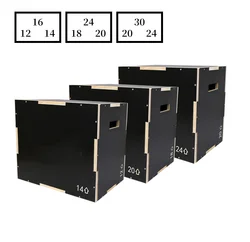 Black wooden jumping box with non-slip grain waterproof fitness jumping training wooden bench