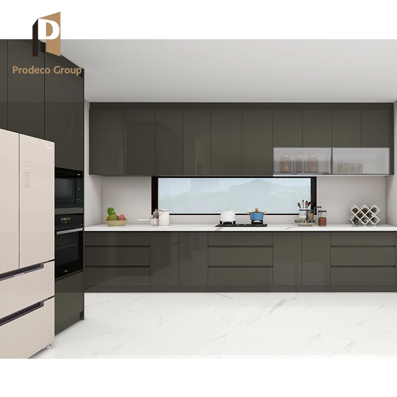 Customized Mdf Australian Kitchen Cabinet Black High Gloss Kitchen Cabinets