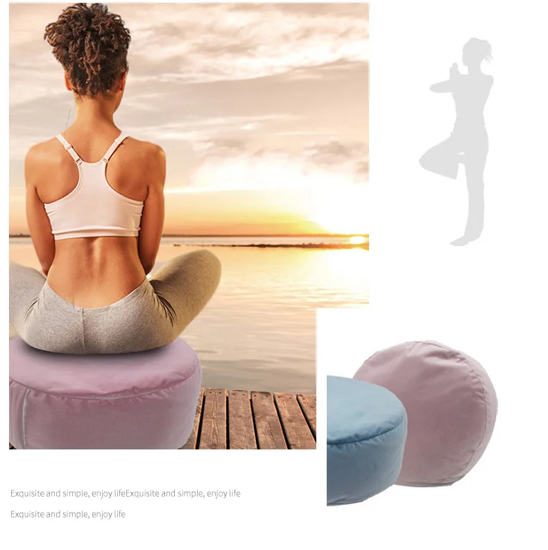 Custom Round Organic Meditation Cushion Buckwheat Zabuton Zafu Bolster Meditation Mat Floor Set Pillow