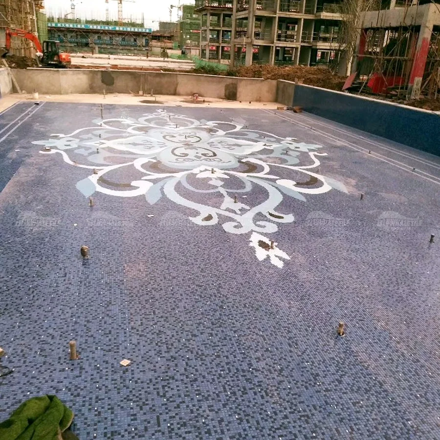 High Quality Ready To Ship Project Custom Handmade Ceramic Glass Mosaic Mural Flower Swimming Pool Mosaic Art Pool Mural