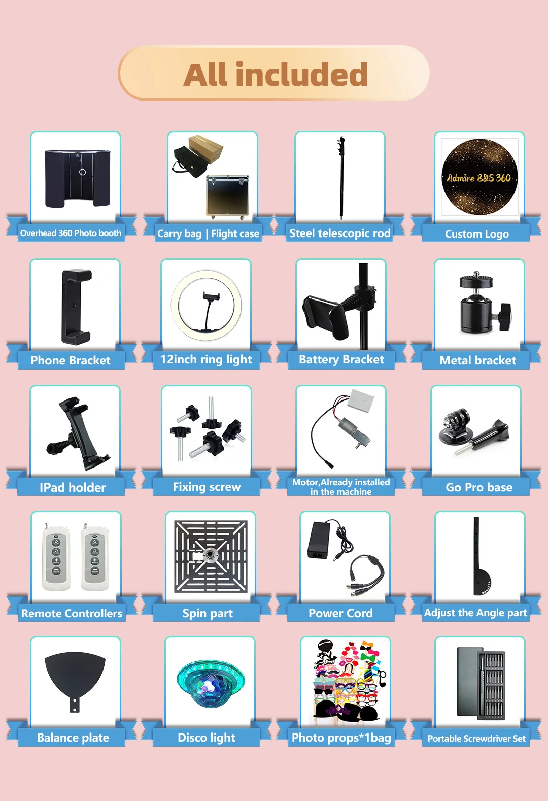 Wedding Supplies Sky360 Overhead Photo Booth 360 with Led Fill Light Top Spinning 360 Rotating Photo Booth