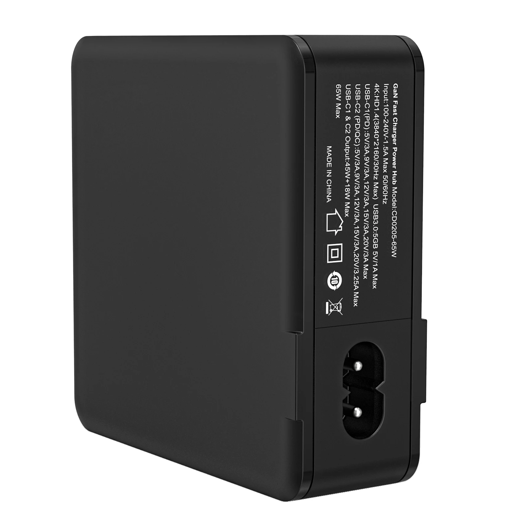 5 in 1 Docking Station USB C PD QC Fast Charger GaN Type-C HDMI USB3.0 RJ45 65W GaN Wall Charger Power Hub