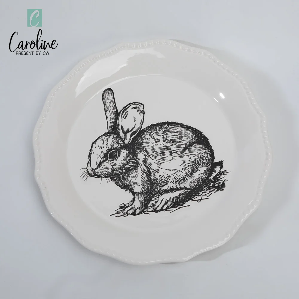 Ceramic Easter White Round Dinner Plate