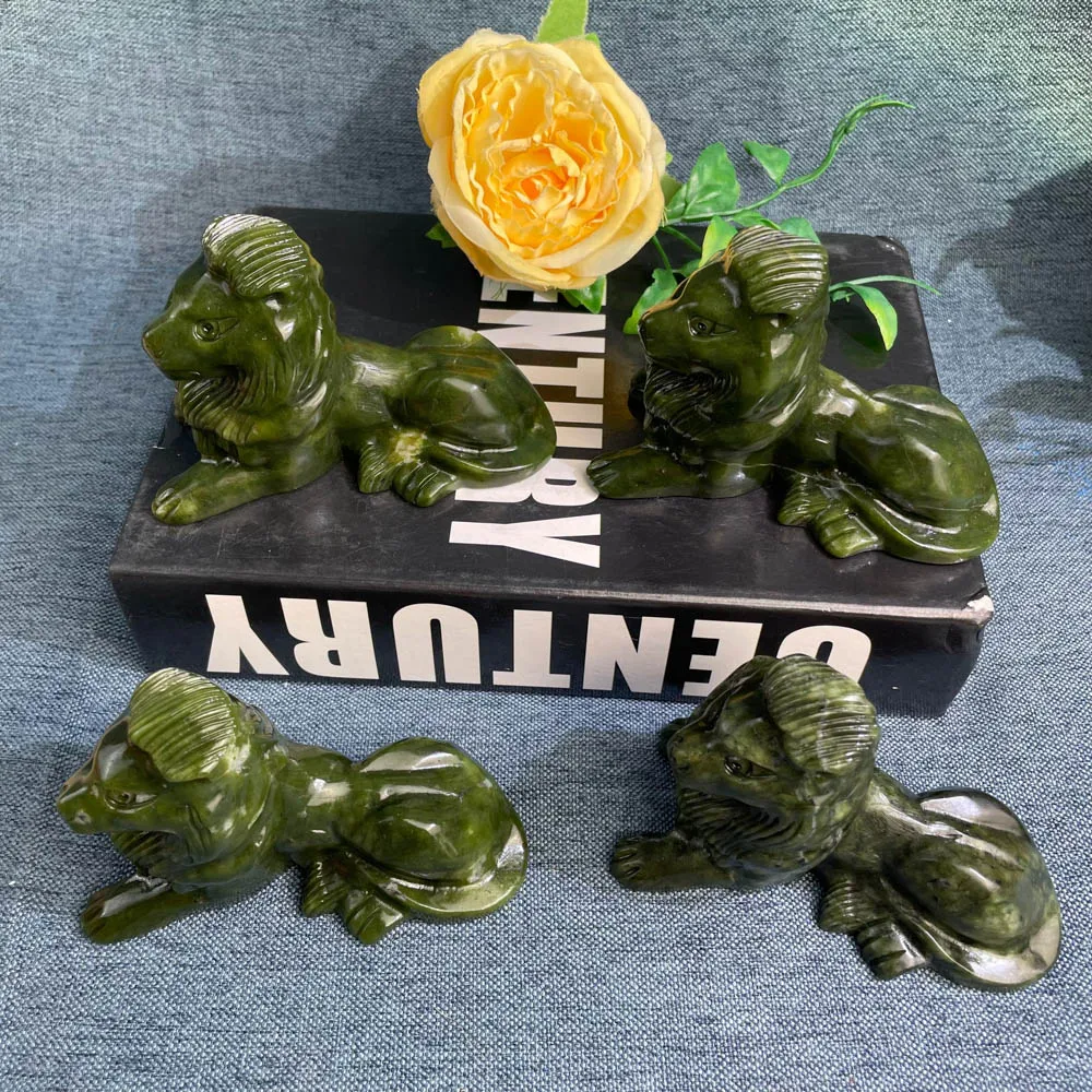 Hot Selling Crystal Meditation Stone High Quality Xiuyan Jade Lion Carving Craft For Home Decoration