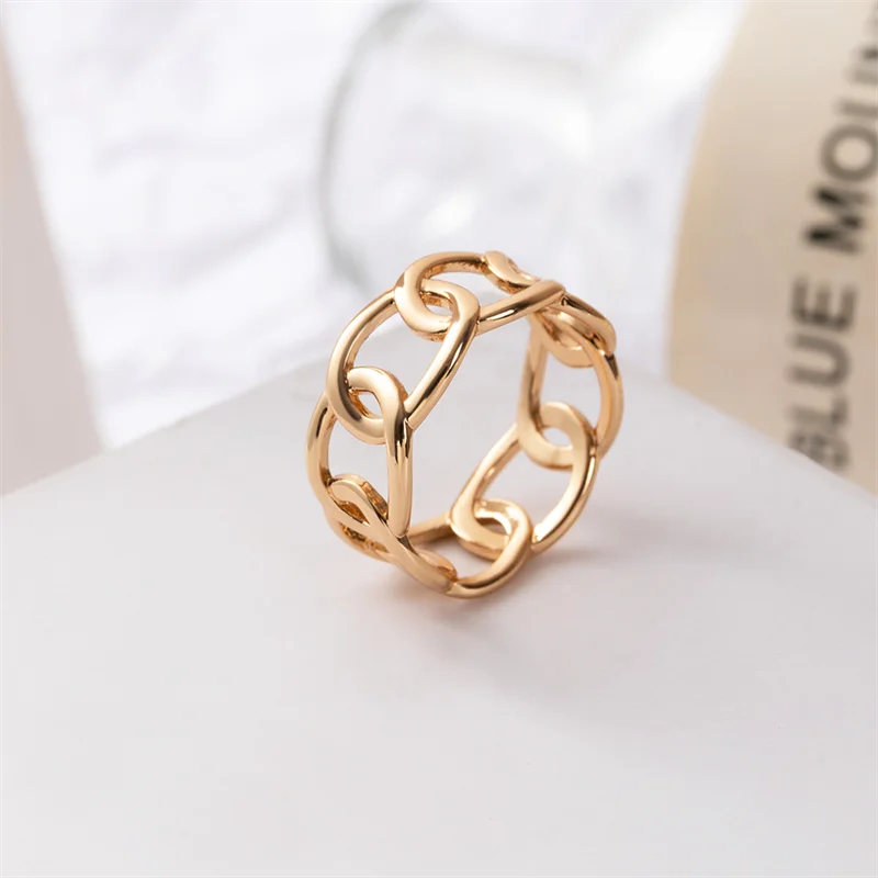 Wholesale ring Fashionable temperament cross hollow out aureate ring High quality copper plated ring
