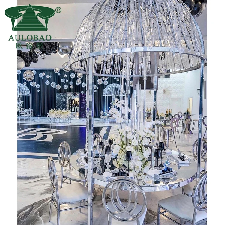 Dinner Table Set Hall Regular Glass Top Stainless Steel Modern 8 Chairs Metal Dining Table Wedding Table