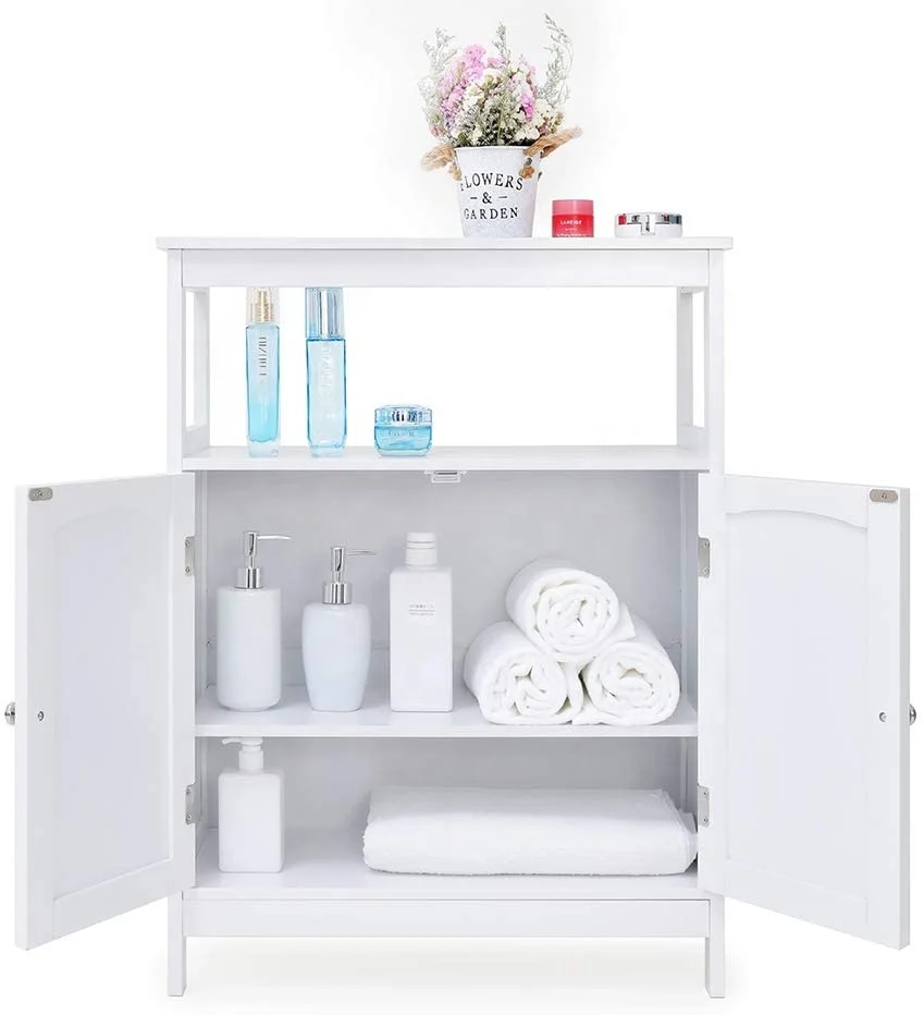 Bathroom Floor Storage Cabinet with 1 Adjustable Shelf 3 Heights Available Free Standing Storage Cabinet