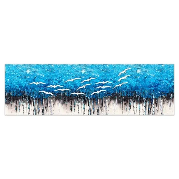 High Quality Blue Sea And Flying Gulls Scenery Abstract Decorative Canvas Paintings Wall Art For Home Decor