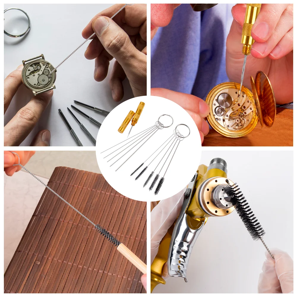 1 Set Airbrush Spray Gun Nozzle Cleaning Kit Stainless Steel Needle &Nylon Brush &Scraper Set Repair Tool.