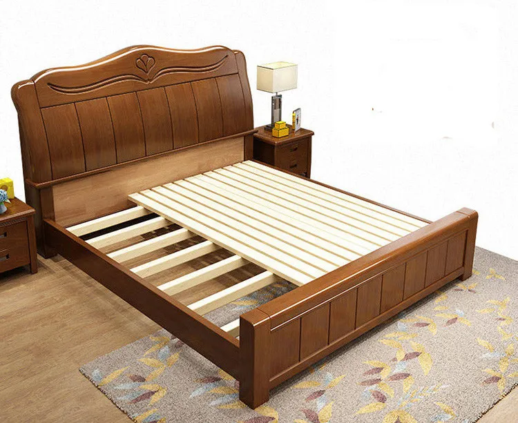 
JS760 solid wood hinged double bed with storage 