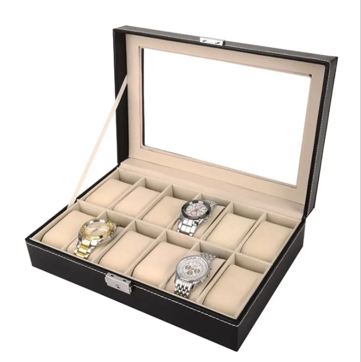 High quality 12 slots watch storage leather watch box