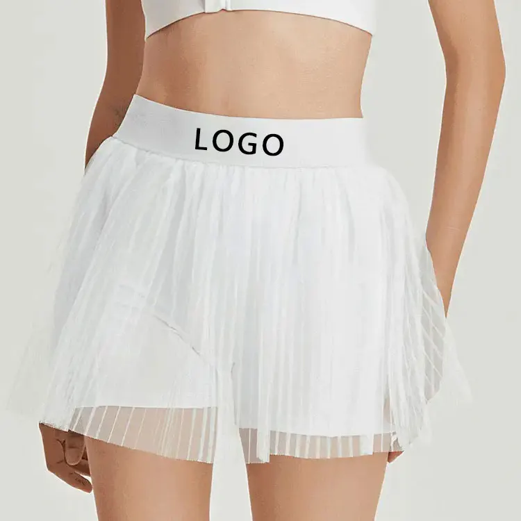 custom Wholesale Sexy Ladies White Skirts Sports Wear Quick Dry Women  Mesh  Tennis Skirt Shorts for women