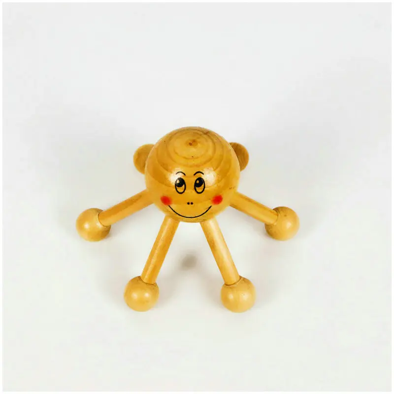 Cute mini shiatsu wooden head massager with happy smile