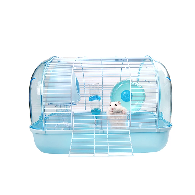 Factory wholesale crystal castle indoor plastic iron net cage luxury transparent portable guinea pig hamster cage