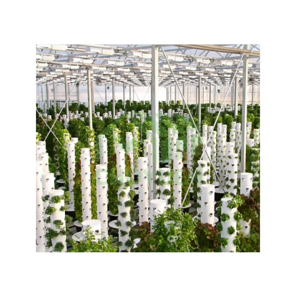 CHOYUEH good quality  PVC indoor 6 7 8 9 10 tier vertical planting container hydroponic grow tart vegetable growing tube system