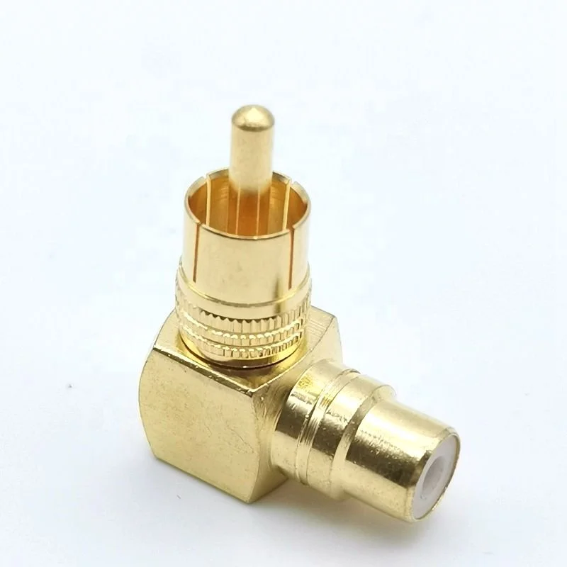 RCA Right Angle Male to Female Gold Plated Brass Banana Connector 90 Degree AV Audio Adapters Cable Plug