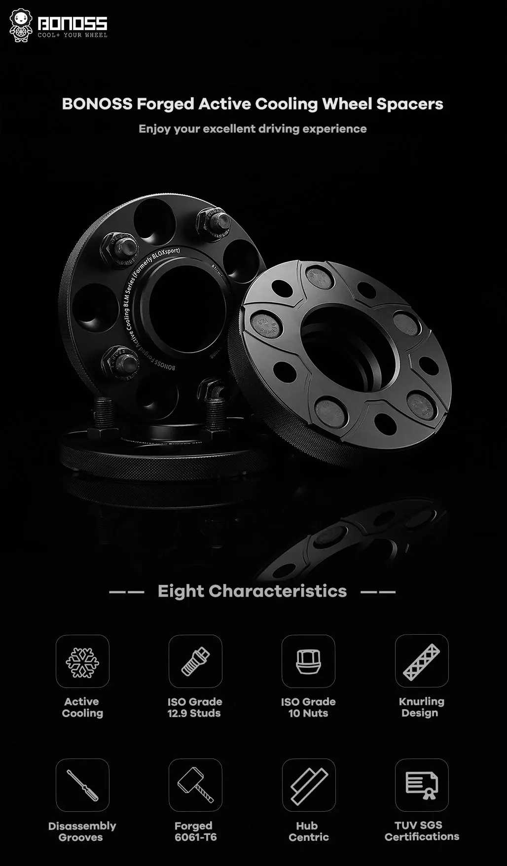 [BONOSS OEM Service] Back  6061 T6 Forged 5X114.3 Adapters Wheel Spacers for Ford Mustang GT