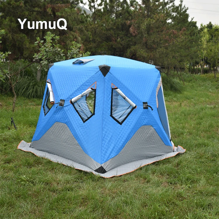 YumuQ 200cm Easy Pop Up Ice Fishing Tent Shelter, Thickened Insulation Windproof 6 Person Ice Fishing Tent