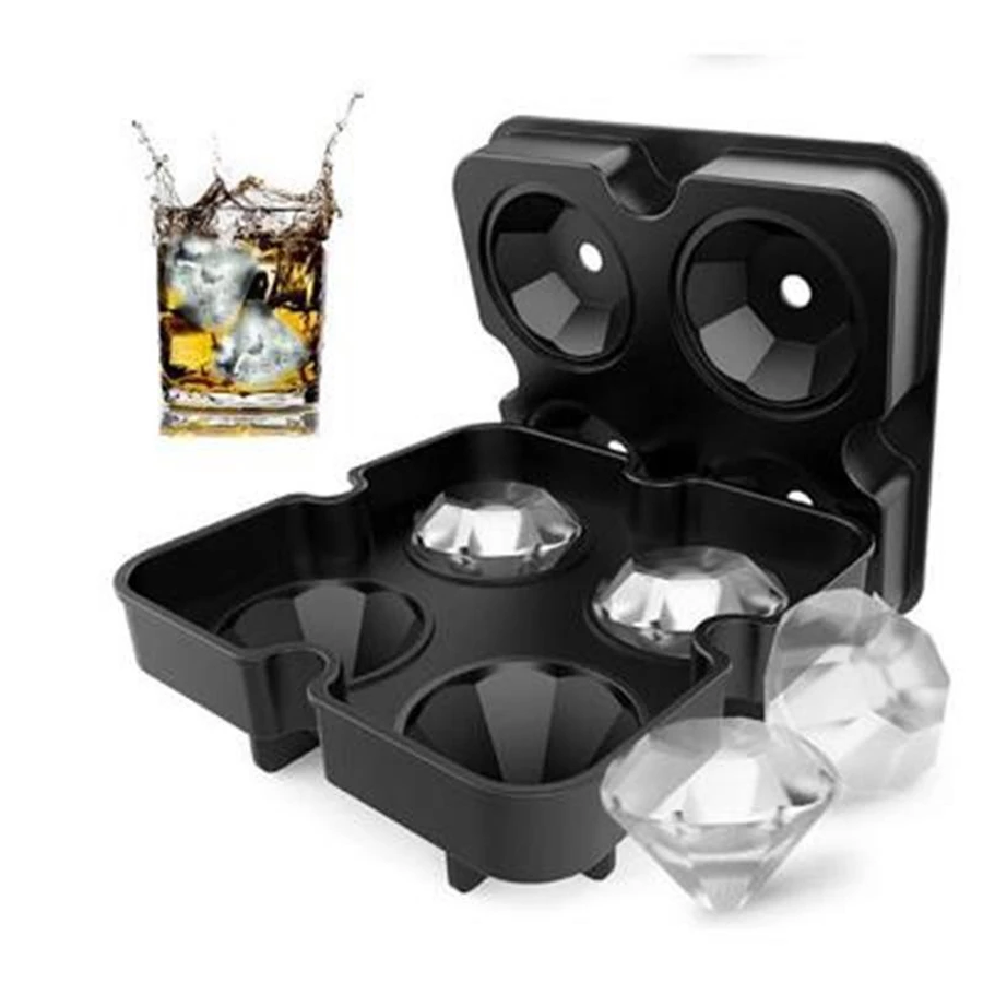 For Party Bar 4 Hole Diamond Ice Ball Mold Silicone molds High Quality Food Grade Custom Reusable