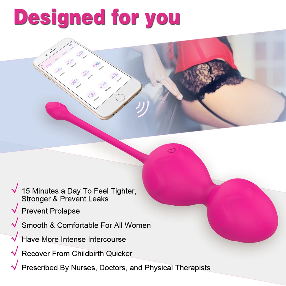 
Hot Sale Mobile Phone APP Controlled Long Distance Vagina Kegel Ball Vibrating Love Egg USB Rechargeable Mini Massager Vibrator 