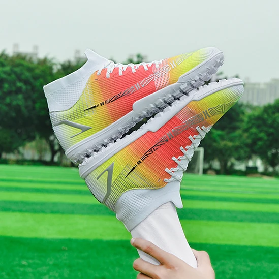 Professional High Top Ankle Football Breathable Fly Mesh Custom Soccer Cleats Shoe For Men