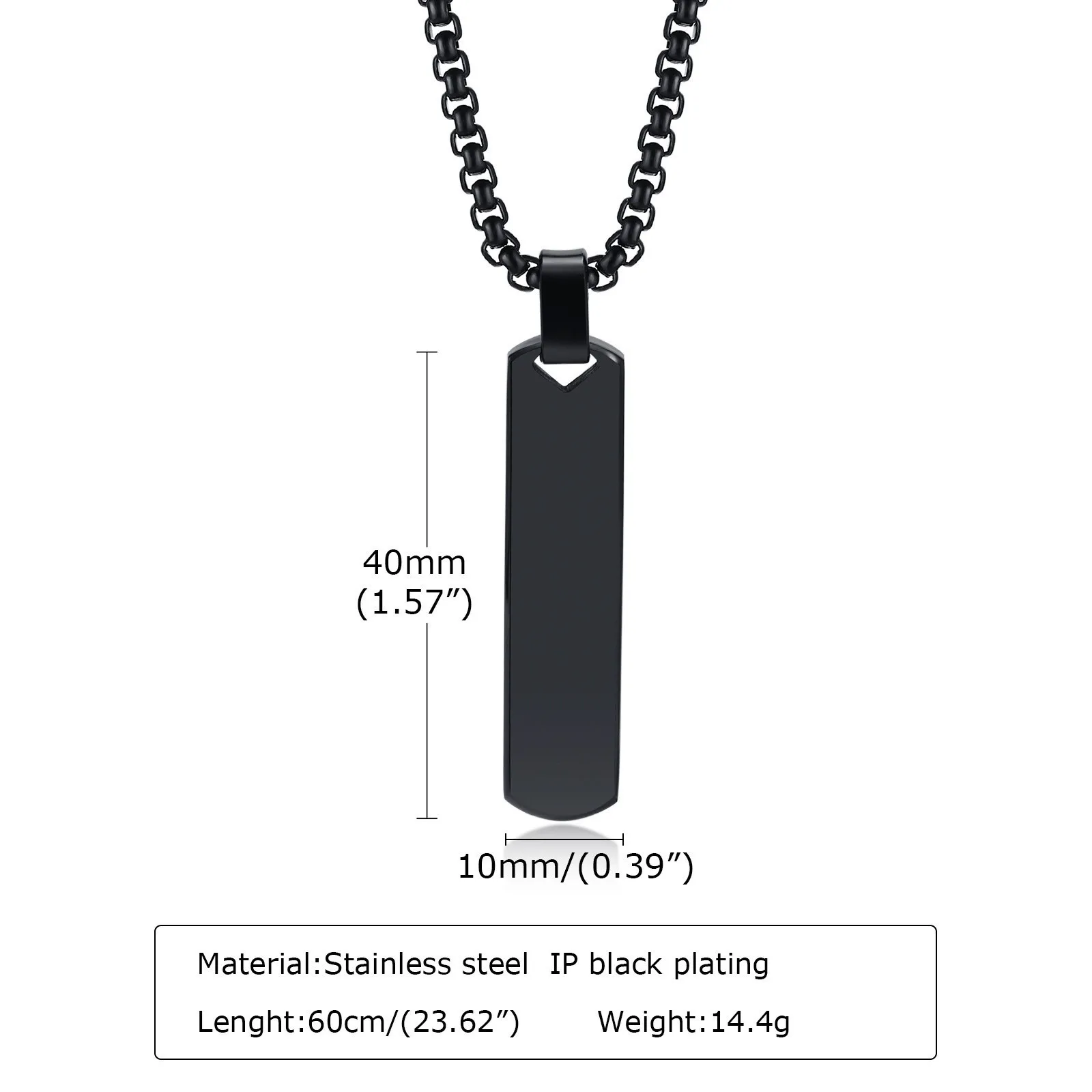 Mens Personalized Bar Necklace Stainless Steel Customized Engravable Vertical Bar Necklace Jewelry