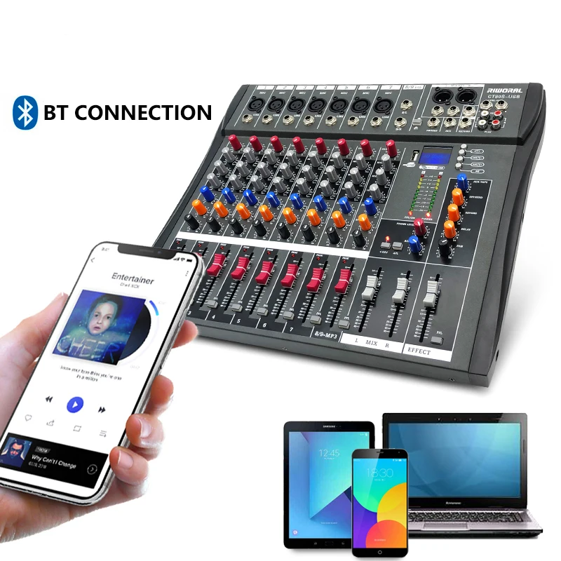 CT80S Professional Digital Music Mixer Compact Mixing System 99 Reverberation Effects Audio Console Mixer