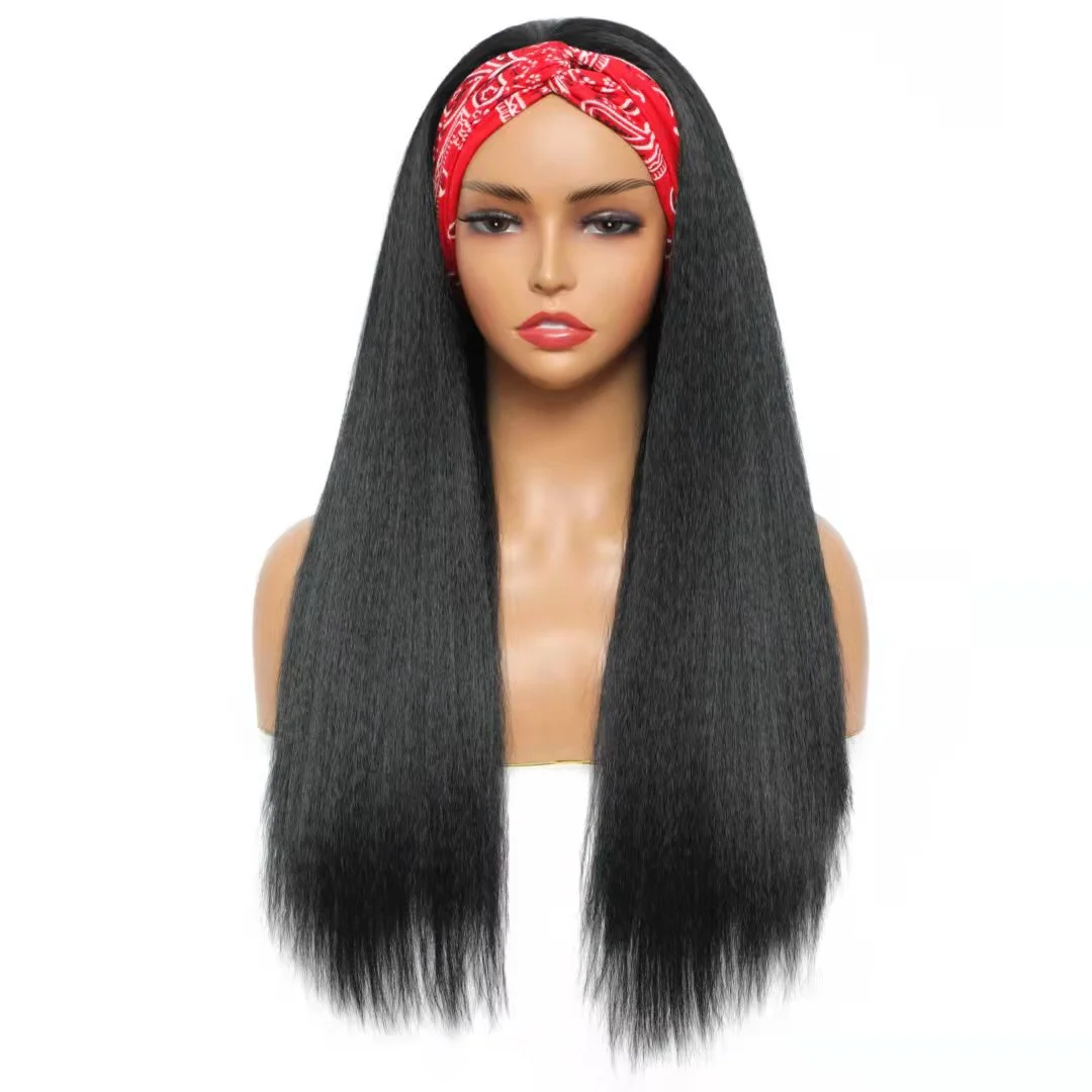 G&T Wig Wholesale 24 inch Synthetic Yaki Headband Wig Long Straight Kinky Curly Headband Wigs for Black Women
