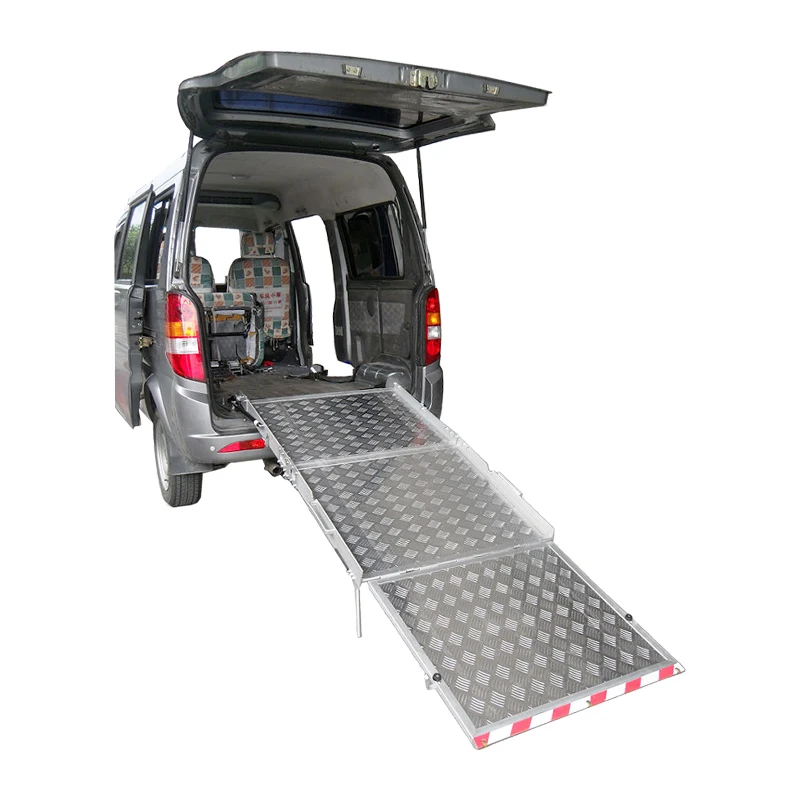 Car Wheelchair Ramp Aluminum Manual Folding Lift Ramps For Van Minivan For The Disabled Wheelchair Users Loading 350Kg