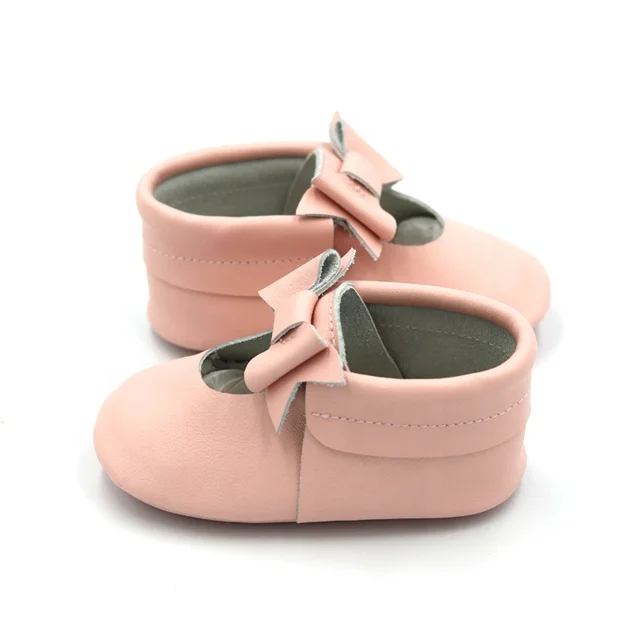 
Bowknot Princess Genuine Leather Bordered Soft Sole Slip-on First Walking Baby Shoes 