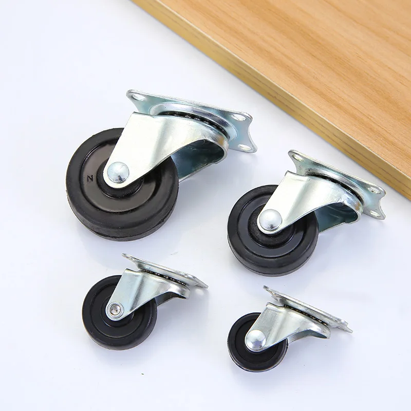 1.5 inch flat Universal wheel rubber furniture caster wheel mini caster wheels refrigerator caster