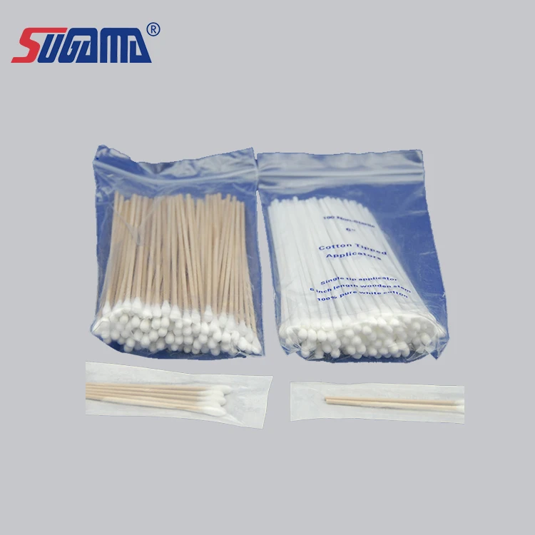 wholesale high quality medical wooden stick cotton swab buds