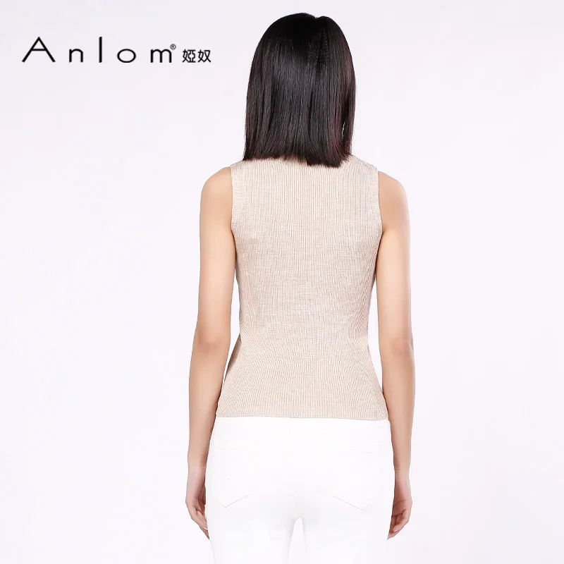Unique Design ladies round neck summer comfortable solid color vest merino sweater pure silk fabric